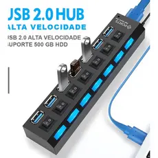 Hub Usb 2.0 7 Portas Pen Drive Teclado 480mbps Hd ML-2021