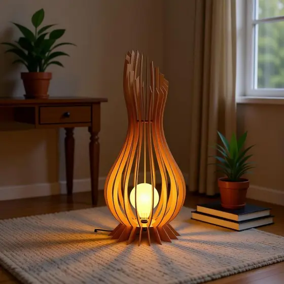 Luminária de Chão ANA MARIA - Cor: MDF CRU - Tamanho: 60cm