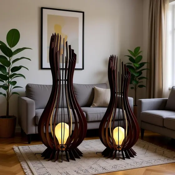 Luminária de Chão ANA MARIA - Cor: Preto - Kit com 2 unidades - 120cm e 75cm de altura