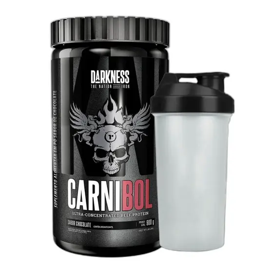 Kit Carnibol Isolado Chocolate 900g Coqueteleira - Darkness