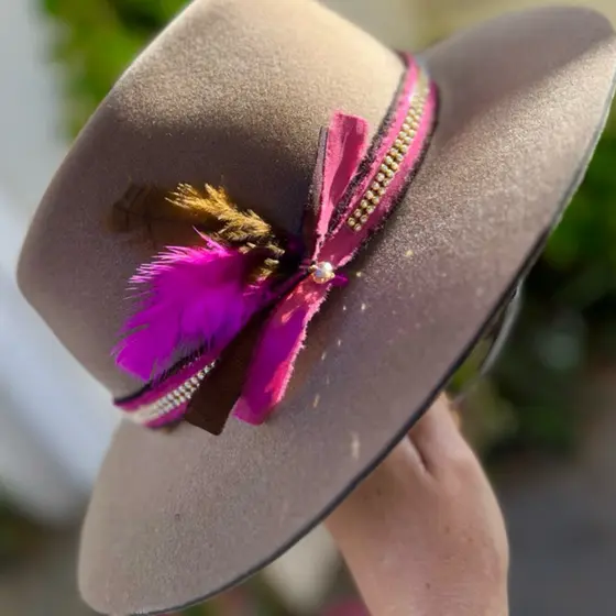 Bandinha pink para chapéu feminino
