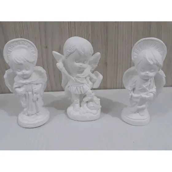 3 Arcanjos Baby em gesso cru , para pintura perolar