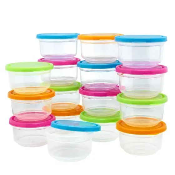Jogo Com 8 Mini Pote Hermetico De Plástico Para Lanche Papinha Arzenamento Serve para Congelador