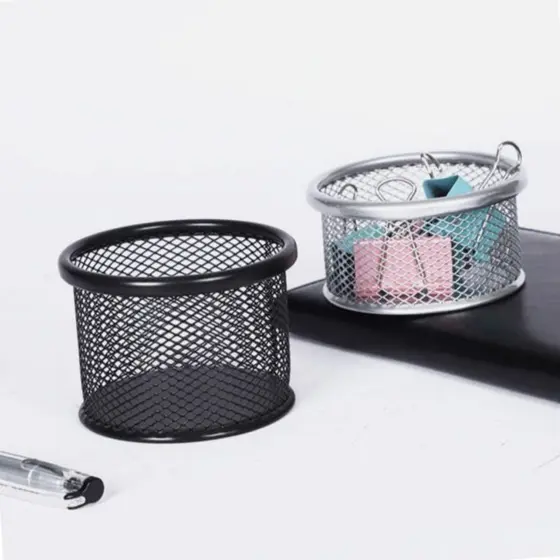 Porta clips Organizador Aramado Metal Redondo Papelaria Escritório Básico CZ230872
