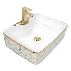 Cuba Pia Louca Ceramica Apoio Banheiro 49 x 38cm Luxo Gold