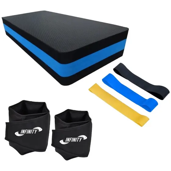 Kit Mini Band + Par De Caneleira 5 Kg + Step em EVA