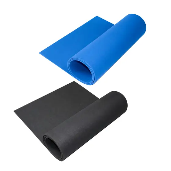 Tapete Eva para Yoga e Pilates 180x60cm 5mm Azul e Preto Ginástica Recuperação Reabilitação