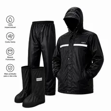 kit Capa De Chuva e Bota Motoqueiro Reforçada Pvc Resistente Original