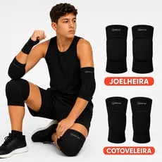Kit Para Goleiro Joelheira E Cotoveleira Futsal Campo Esportes Proteção