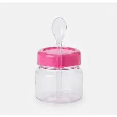 kit com 10/ 20/ 30/ 40/ 50/ potes papinha pet plástico  nutellinha com colher para festas, lembrancinhas, brindes