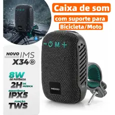 Caixa de Som Bluetooth Original para Bicicleta e Moto, com Suporte à Água e Função TWS para Cartões de Memória IMS-X34D