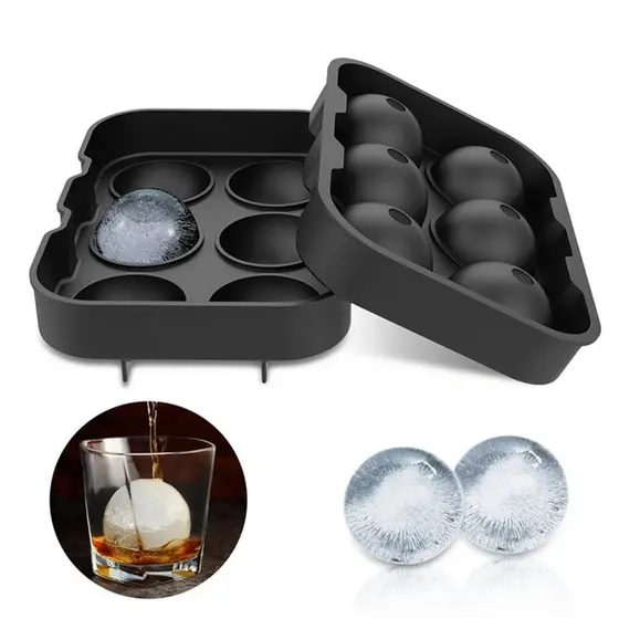 Forma de Gelo Silicone Esfera Bola 6 Slots BPA livre Drink Barman Bebidas Vodka Festa Premium