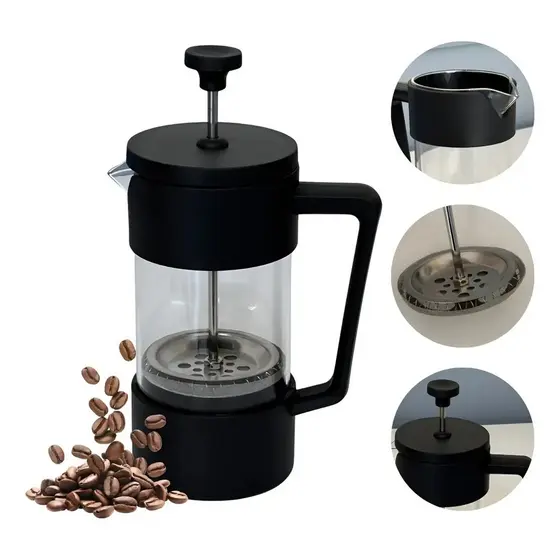 Prensa Francesa Cafeteira 350ml ou 600ml Vidro Cremeira
