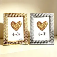 Porta Retrato 10x15 Moldura Dourado/Prateado De Mesa Luxe Decoração