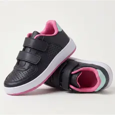 Tenis Infantil Casual Feminino Escolar Preto com Rosa Kidstep