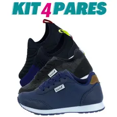 Kit 4 Pares de Tenis Infantil Masculino Calce Facil e Jogging Escolar Kidstep