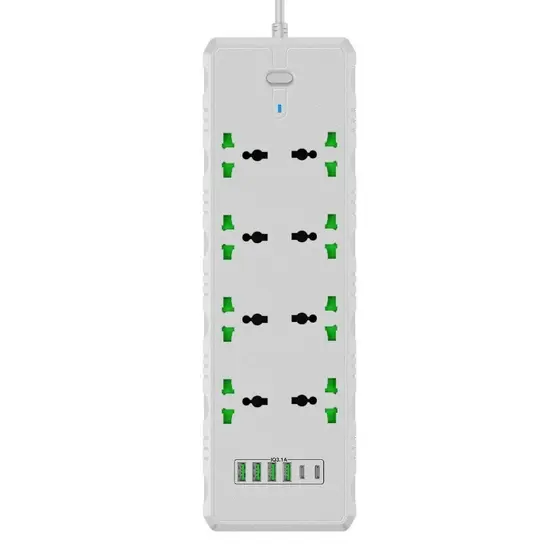 Filtros De Linha Regua Extensão Bivolt 8 Tomadas 6 Usb 3000w