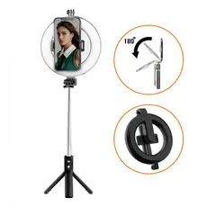 Ring Light 6 Polegadas com Tripé 48 LEDs Luz Fria Quente Morna Dobrável Controle Remoto Oberon OR-1686
