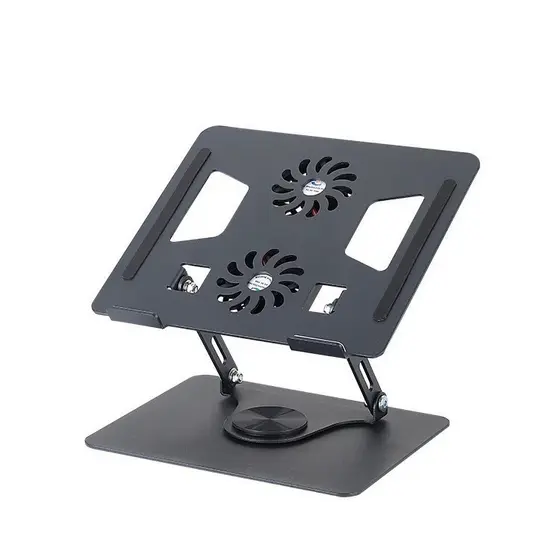 Suporte Com 2 Coolers Alumínio Base 360° Macbook Notebook
