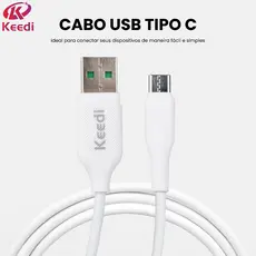 Cabo USB 3.0A Carregamento Rápido Tipo C V8 Iphone Keedi