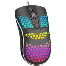 Mouse Óptico Com Fio Usb RGB Preto Para Computador Notebook