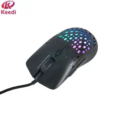 Mouse Colmeia Óptico Gamer com Fio RGB Keedi 1600/3200/6400dpi