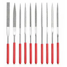 Kit Com 10 Limas Ferramentas Diamantadas Agulha Cabo Emborrachado