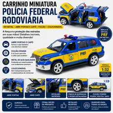 Carrinho Polícia Rodoviária Federal Metal 1:32 Fricção Abre Portas Capô Miniatura Colecionável
