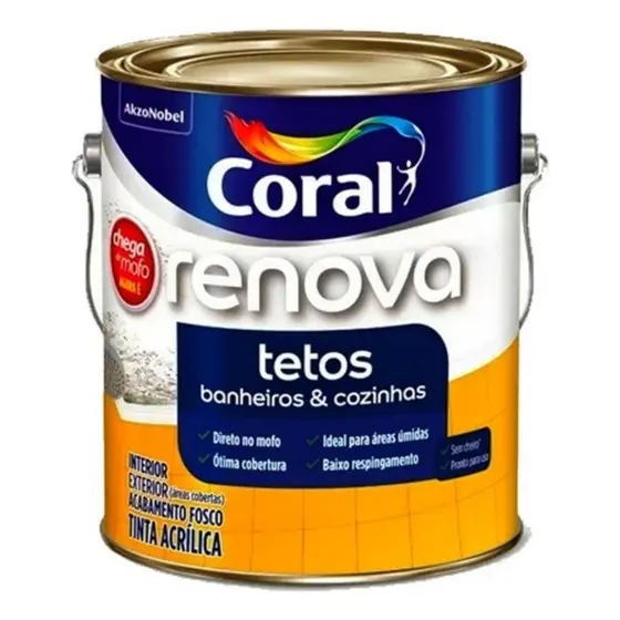 Tinta  Coral Chega De Mofo Tetos E Paredes  3,6l Cor Branco Fosco