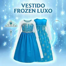 Fantasia Vestido Infantil COSPLAY Elsa Frozen Com Capa E Acessórios Festa Crianças
