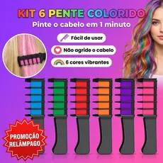 Kit 06 Pente Colorido Giz De Cabelo Com 06 Cores Temporárias Para Festas Criativo