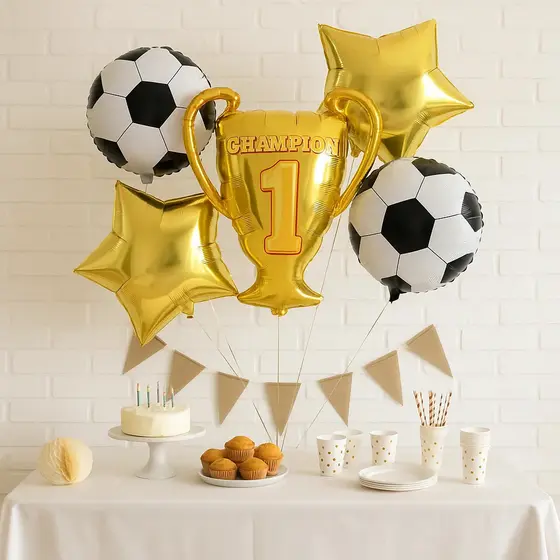 Kit C/ 05 Balão Metalizado Futebol Ou Moto Racing Festa/Aniversário Decoração