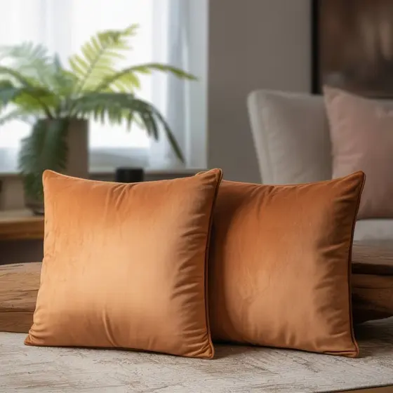 Kit 02 Capas De Almofadas 45x45 cm Tecido Suede Liso Decorativas Sala Sofá Com Zíper Invisível