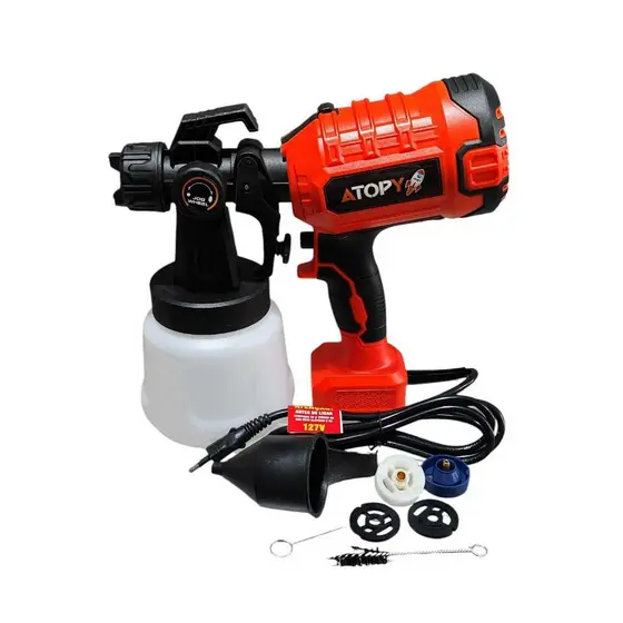 Pistola De Pintura Elétrica c/ Regulagem 127V 550w 3 Modos De Spray ATOPY