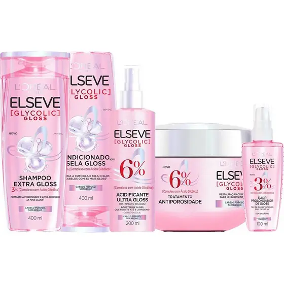 kit L'Oréal Paris Elseve Glycolic Gloss - 5 produtos