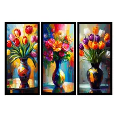 Kit - 3 Quadros Decorativos 33x18cm com Moldura ,vidro E Imagem