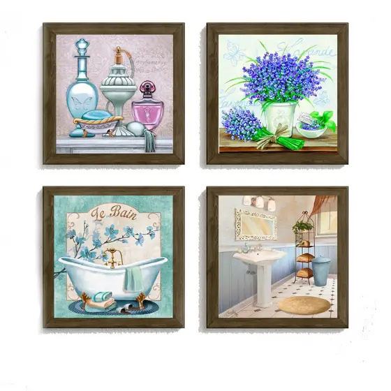Quadro Decorativo Banheiro Decoração Com Moldura E Vidro 23x23