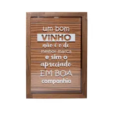 Quadro Porta-Rolhas De Vinho - 22x32x4,5cm, em Madeira com Vidro