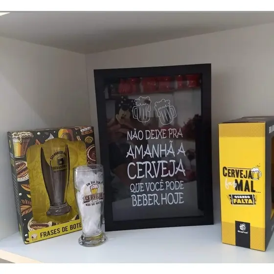 Quadro Porta-Rolha Vinho / Madeira E Vidro / Decoração 33x23