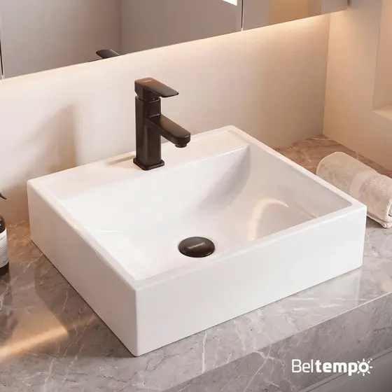 Cuba Pia de Apoio Sobrepor Quadrada 40x37 Branca Banheiro Lavabo Beltempo BT-2003