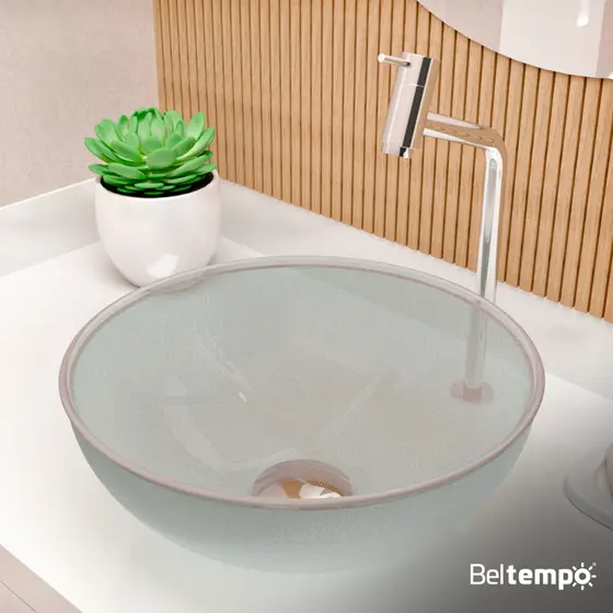 Cuba Pia de Apoio Sobrepor Vidro Redonda 29cm Banheiro Lavabo Beltempo BT-4030