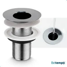 Válvula Padrão 7/8 Ralo Para Cuba Pia Banheiro Inox Cromada Classic Beltempo