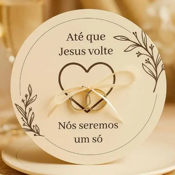 Porta Aliança Branco Casamento Até Que Ele Jesus Volte MDF Minimalista Luxo Cristão