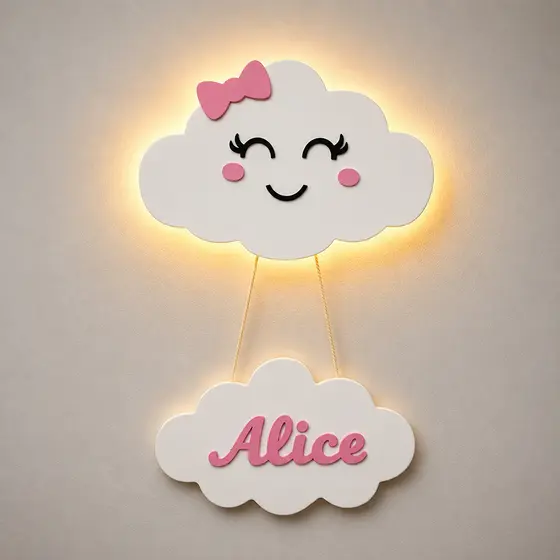 Nuvem Decoração Quarto de Bebe Personalizada Com Nome do Bebe Decoração Maternidade e Quarto de Bebe