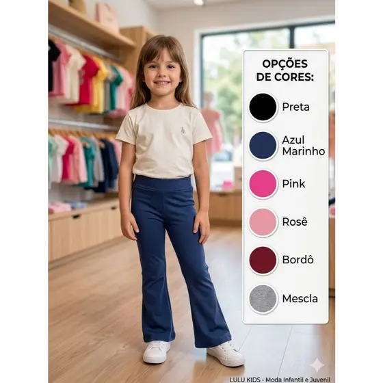 Calça Flare Suplex Infantil Menina Bailarina Escolar Varias Cores Premium