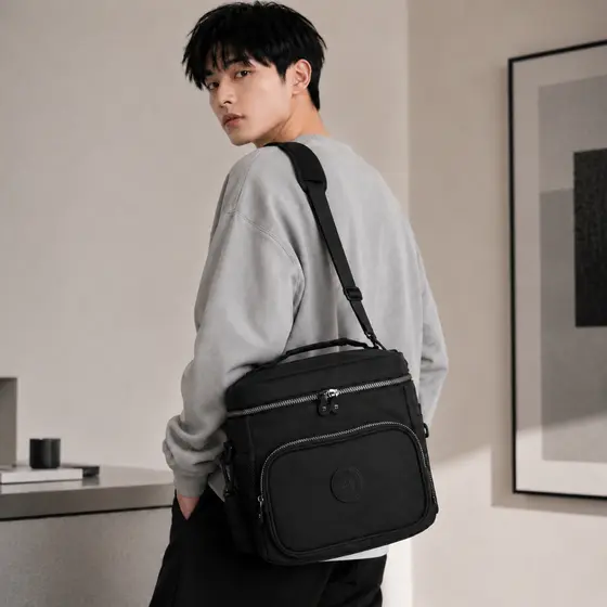Bolsa Térmica De Mão Quadrado Com Alça Ajustavel Para Marmita Lancheira Para Trabalho Em Tecido Oxford Impermeavel