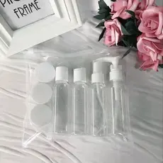 Kit Viagem 7 Frasco de Spray Frasco Com Nécessaire Transparente Multineos