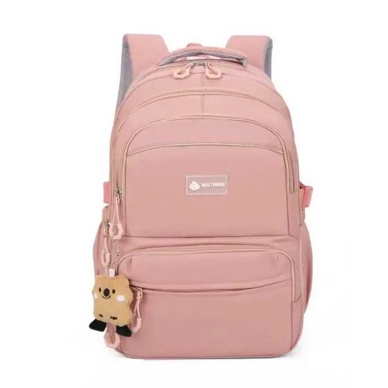 Mochila Feminina Masculino Universitário Mochila Com Pelúcia Para Colégio Textura Bordada Delicada Grande Capacidade