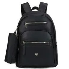 Bolsa Mochila Couro PU Feminina Masculino Grande Com Estojo De Costas Em Couro Sintético Para Estuda Trabalho Dia Dia