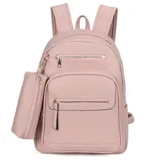 Bolsa Mochila Couro PU Feminina Masculino Grande Com Estojo De Costas Em Couro Sintético Para Estuda Trabalho Dia Dia
